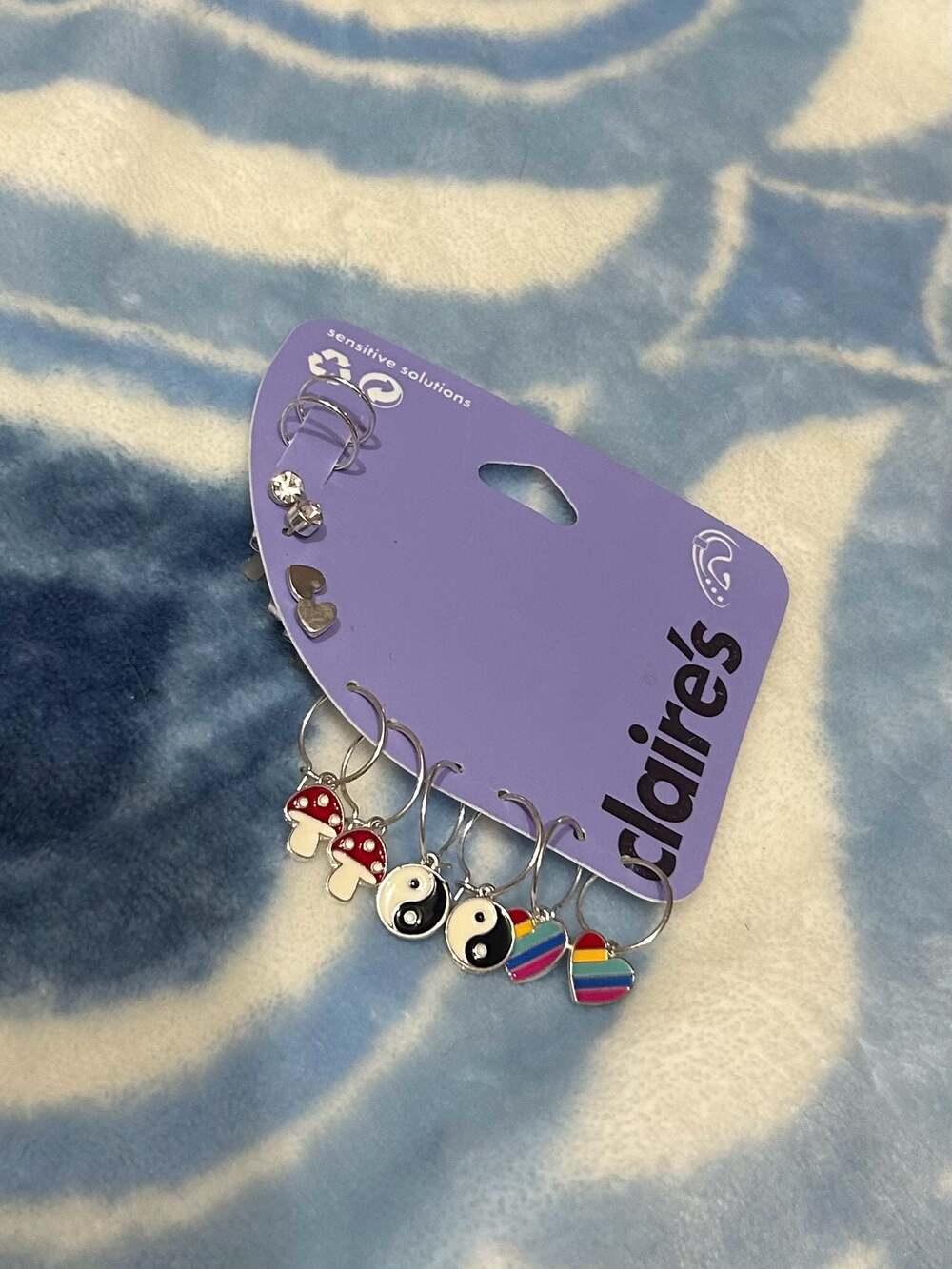 Claire's Sensitive Solutions Multi-Charm Hoop and Stud Earring Set